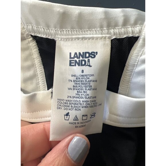 NEW Lands End Tankini Top 8 Black & White Swim Coastal Vacation Beach Tropical - Picture 2 of 8